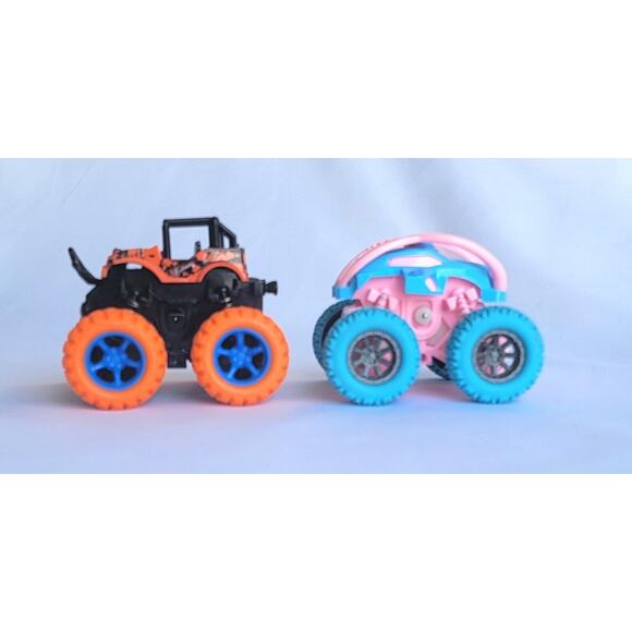 Miniature Monster Truck Orange Pink Push and Go Boy & Girl Toy - Picture 4 of 7